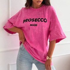 Футболка жіноча тай-дай з принтом Prosecco Mood 19130 рожева