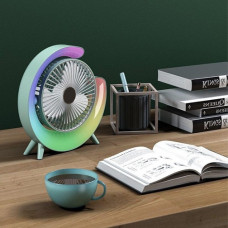 Настільний вентилятор безшумний з підсвічуванням RGB Fan Colorful Desktop 19029 м'ятний