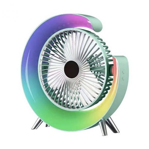Настільний вентилятор безшумний з підсвічуванням RGB Fan Colorful Desktop 19029 м'ятний