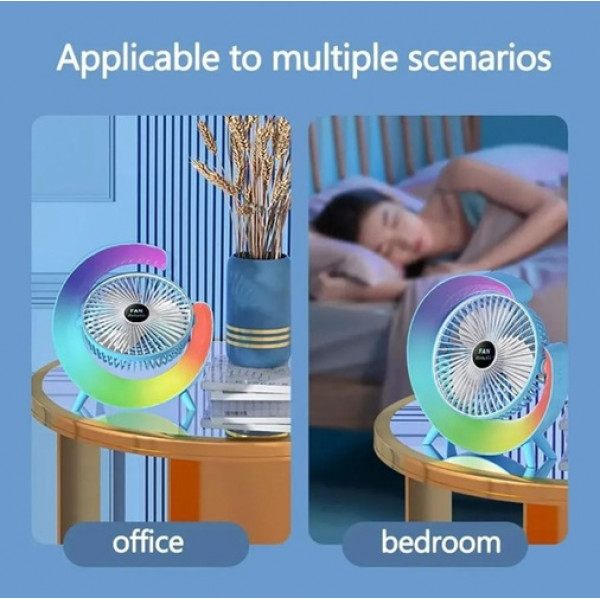 Настільний вентилятор безшумний з підсвічуванням RGB Fan Colorful Desktop 19030 блакитний