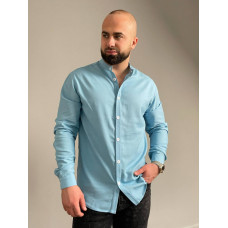 Сорочка чоловіча з льону 31323 XXL блакитна