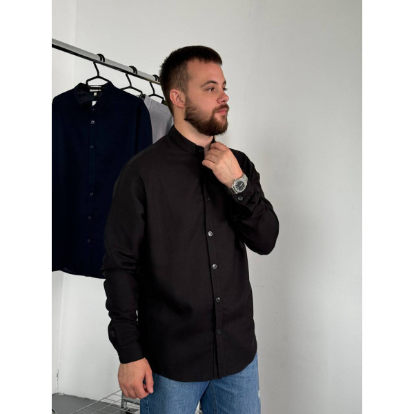 Сорочка чоловіча з льону 31341 XXL чорна