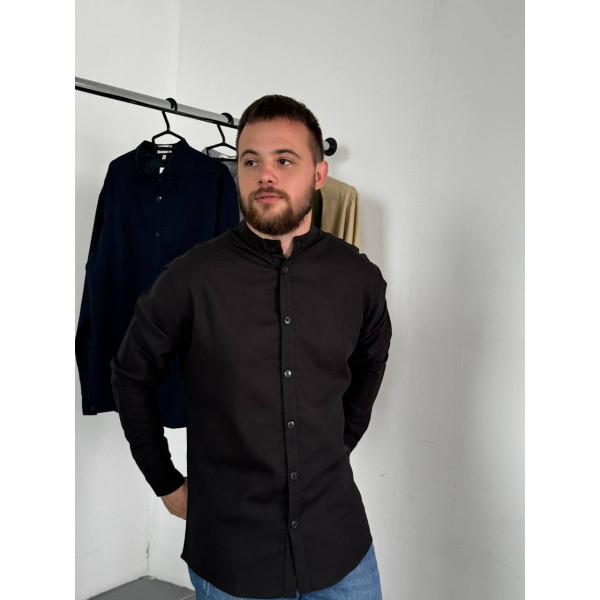 Сорочка чоловіча з льону 31341 XXL чорна