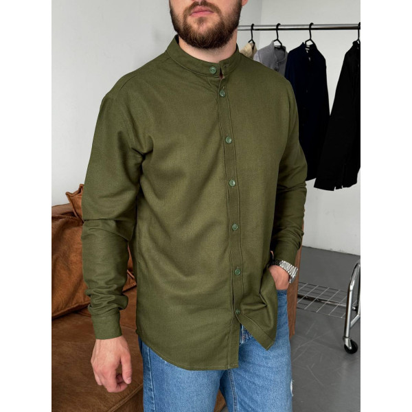 Сорочка чоловіча з льону 31346 XL хакі