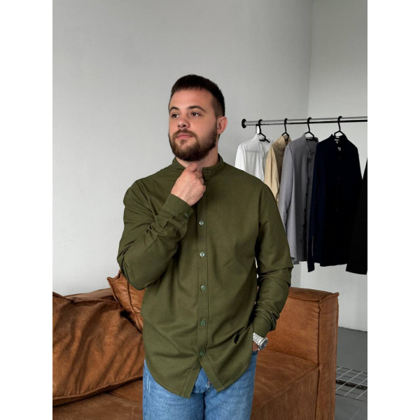 Сорочка чоловіча з льону 31347 XXL хакі