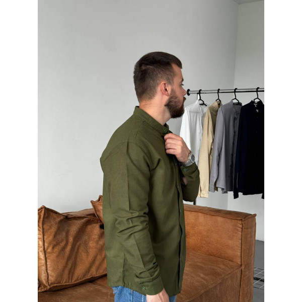 Сорочка чоловіча з льону 31347 XXL хакі