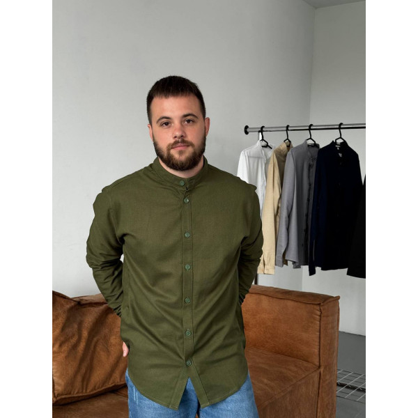Сорочка чоловіча з льону 31347 XXL хакі
