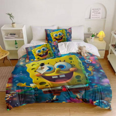 Постільна білизна 3D полуторна з мікросатину SpongeBob №1 31703 150х215 см 70х70 см