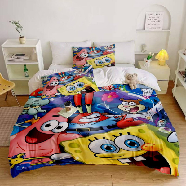 Постільна білизна 3D полуторна з мікросатину SpongeBob №2 31705 150х215 см 70х70 см