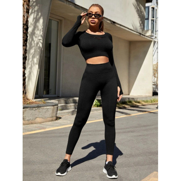 Комплект для фітнесу рашгард та легінси пуш-ап 19187 чорний L