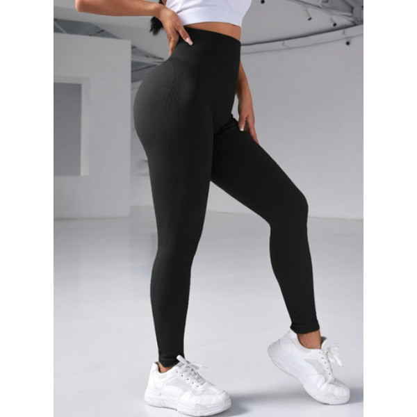 Легінси жіночі в рубчик з пуш-ап 19231 L чорні