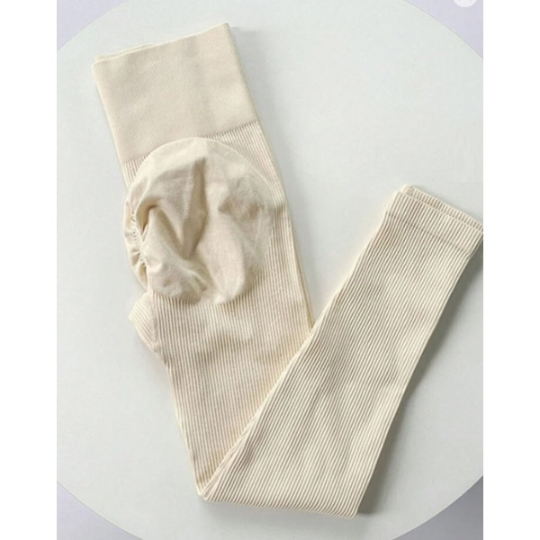 Легінси жіночі в рубчик з пуш-ап 19233 M молочні