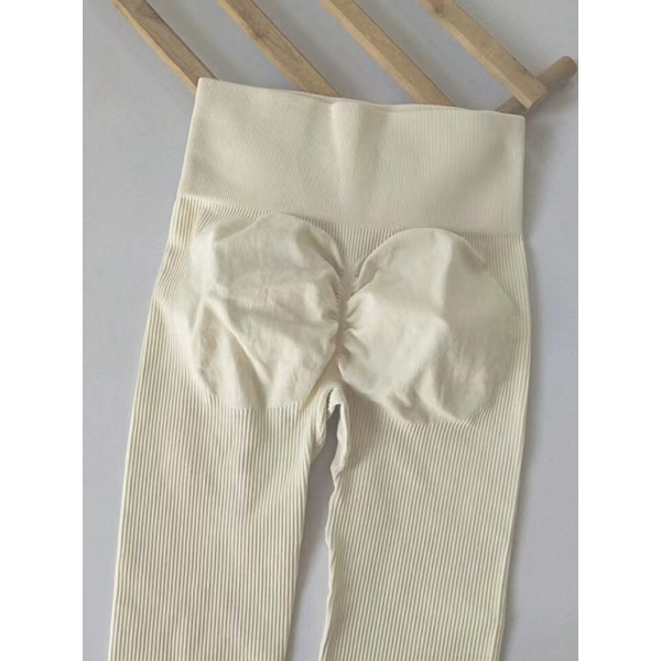 Легінси жіночі в рубчик з пуш-ап 19234 L молочні