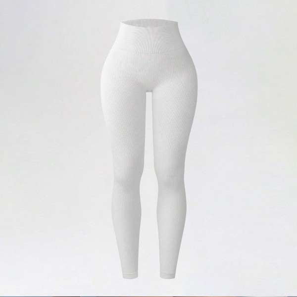 Легінси жіночі в рубчик з гумкою на талії з утяжкою 18590 M білі