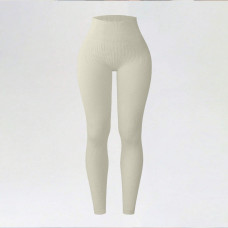 Легінси жіночі в рубчик з гумкою на талії з утяжкою 19154 S молочний