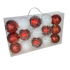 Набір іграшок на ялинку 19341 7 см 15 шт червоний