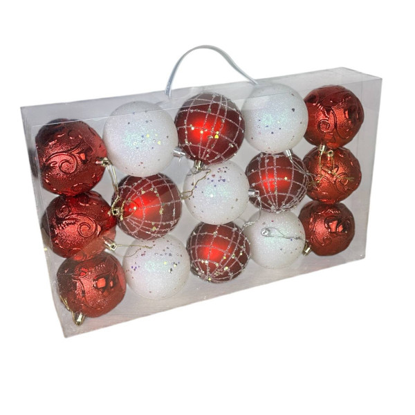 Набір іграшок на ялинку 19341 7 см 15 шт червоний