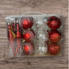 Набір іграшок на ялинку 19343 26 шт червоний