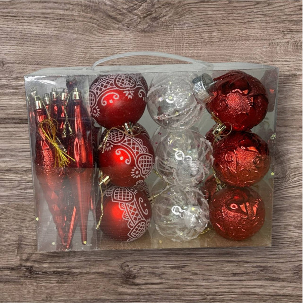 Набір іграшок на ялинку 19343 26 шт червоний