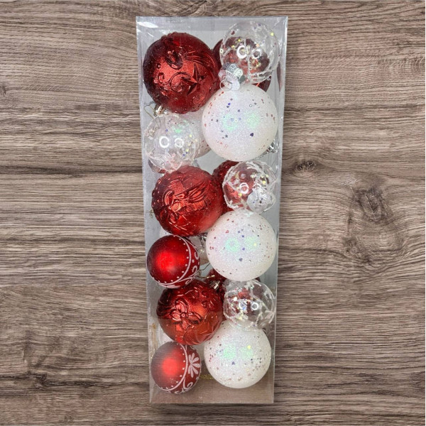 Набір іграшок на ялинку 19346 24 шт червоний