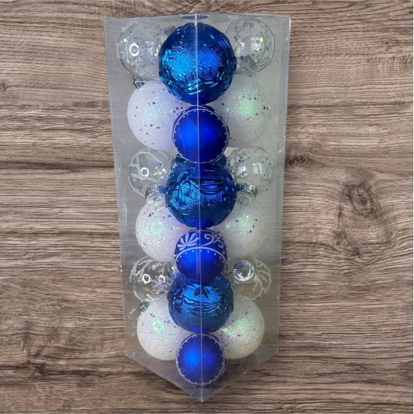 Набір іграшок на ялинку 19347 24 шт синій