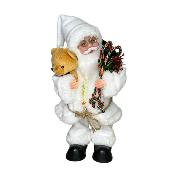 Фігура новорічна музична Санта 19325 30 см біла Фігура новорічна музична Санта 19325 30 см біла