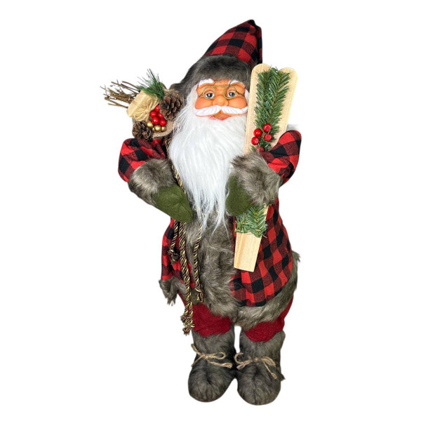 Фігура новорічна Санта 19318 65 см червона із зеленим Фігура новорічна Санта 19318 65 см червона із зеленим