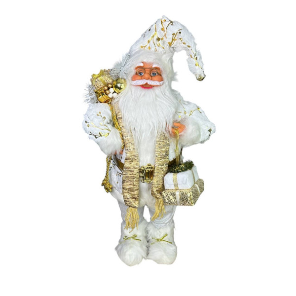 Фігура новорічна Санта 19320 65 см молочна із золотистим Фігура новорічна Санта 19320 65 см молочна із золотистим