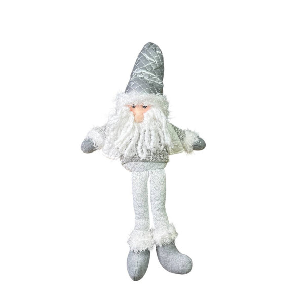 Фігура новорічна сидяча зі звисаючими ногами Санта 19331 55 см сіра Фігура новорічна сидяча зі звисаючими ногами Санта 19331 55 см сіра