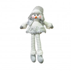 Фігура новорічна сидяча зі звисаючими ногами Сніговик 19332 44 см сіра