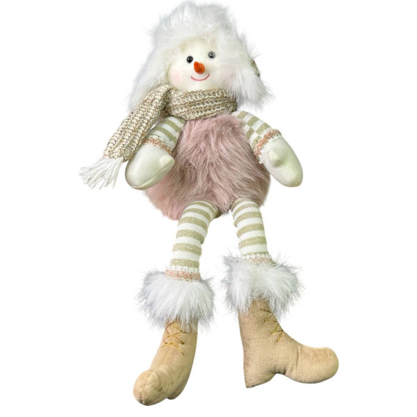 Фігура новорічна сидяча зі звисаючими ногами Сніговик 19335 50 см Фігура новорічна сидяча зі звисаючими ногами Сніговик 19335 50 см