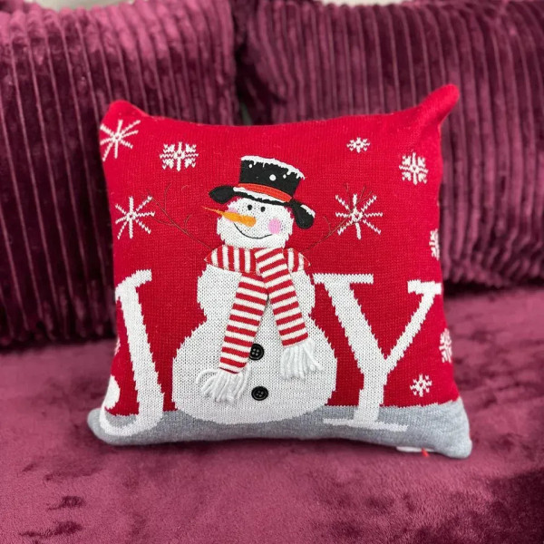 Подушка новорічна 3D Сніговик червоний 19277 40х40 см