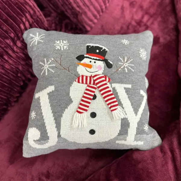 Подушка новорічна 3D Сніговик сірий 19278 40х40 см