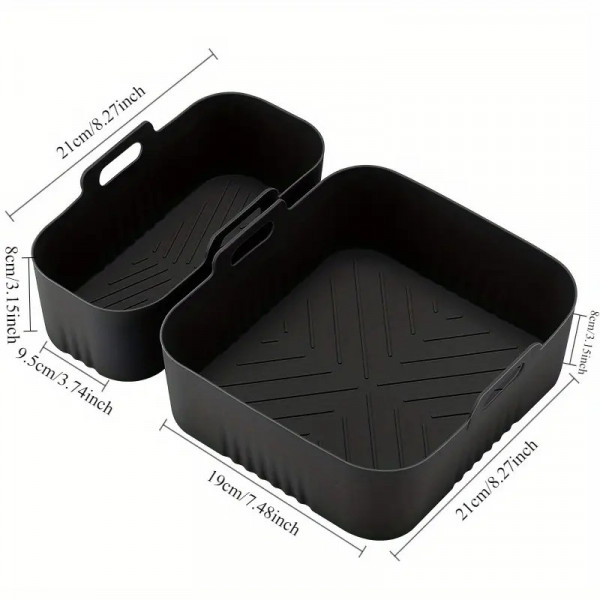 Набір форм в аерогриль прямокутна та квадратна силіконові 19398 2 шт чорний