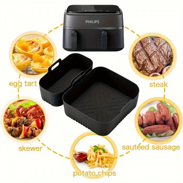 Набір форм в аерогриль прямокутна та квадратна силіконові 19398 2 шт чорний