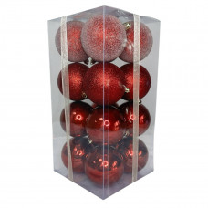 Набір іграшок на ялинку LG-124-6 19406 8 см 16 шт червоний