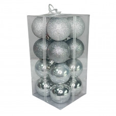 Набір іграшок на ялинку 19408 6 см 16 шт сріблястий