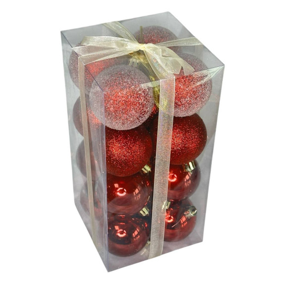 Набір іграшок на ялинку 19409 6 см 16 шт червоний