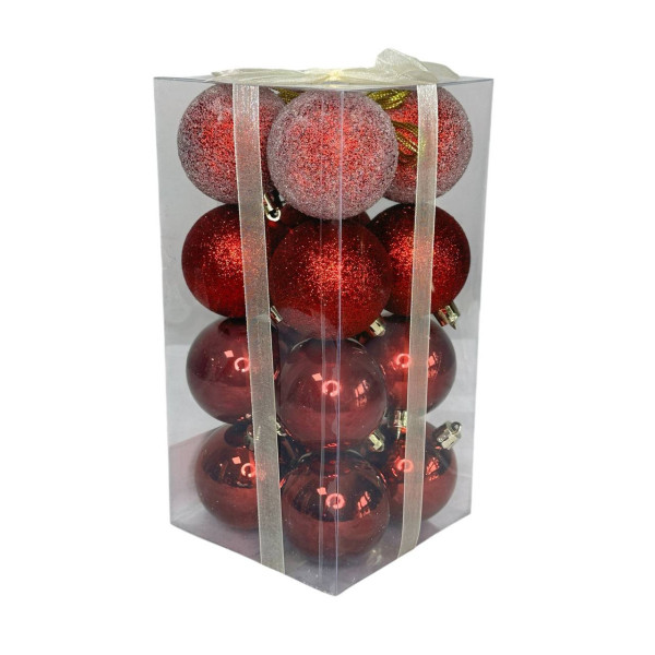 Набір іграшок на ялинку 19409 6 см 16 шт червоний