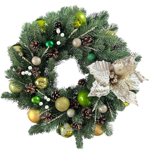 Вінок штучний різдвяний зелений 19594 40 см салатовий