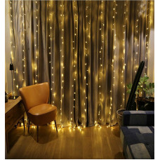 Гірлянда світлодіодна від мережі Штора CRT-011WW 19571 3х2 м 300 LED теплий жовтий
