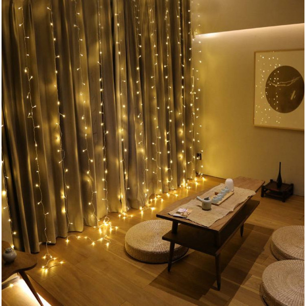 Гірлянда світлодіодна від мережі Штора CRT-011WW 19571 3х2 м 300 LED теплий жовтий