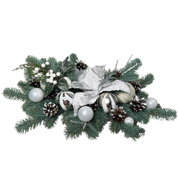 Композиція новорічна з іграшками 19592 55х40 см блакитна