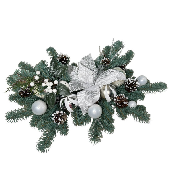 Композиція новорічна з іграшками 19592 55х40 см блакитна