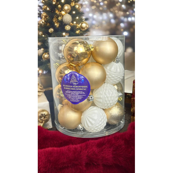 Набір іграшок на ялинку P9726-G 14650 6 см 26 шт золотистый
