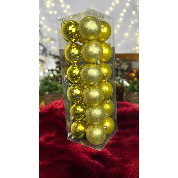 Набір іграшок на ялинку 14667 8 см 24 шт золотистий