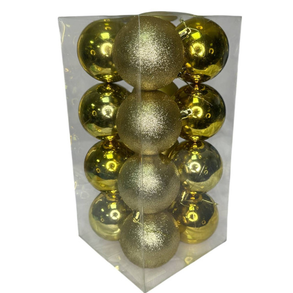 Набір іграшок на ялинку K19-31 19457 8 см 16 шт золотистий
