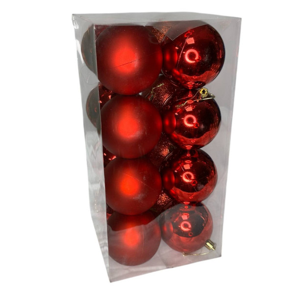 Набір іграшок на ялинку K19-51 19459 8 см 16 шт червоний