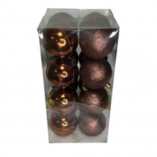 Набір іграшок на ялинку K24-91 19460 8 см 16 шт коричневий