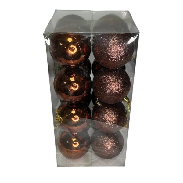Набір іграшок на ялинку K24-91 19460 8 см 16 шт коричневий